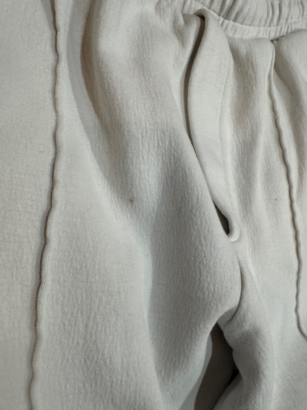 Lacoste Cream Fleece Joggers with Back Patch Pocket - Picture 3 of 4